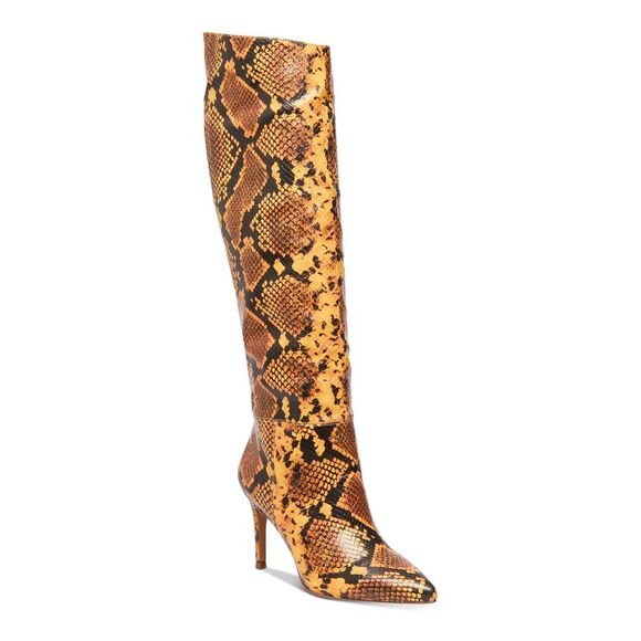 STEVE MADDEN Shoes - STEVE MADDEN Womens Yellow Snakeskin Kimari Toe Stiletto Heeled Boots 6.5 M